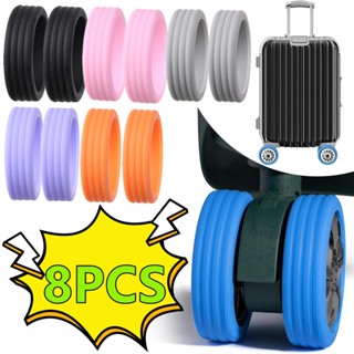 8pcs/set Protetor De Bagagem De Rodas Com Mala De Silicone De Som Silencioso Tampa De Proteção Acessório Universal Portátil