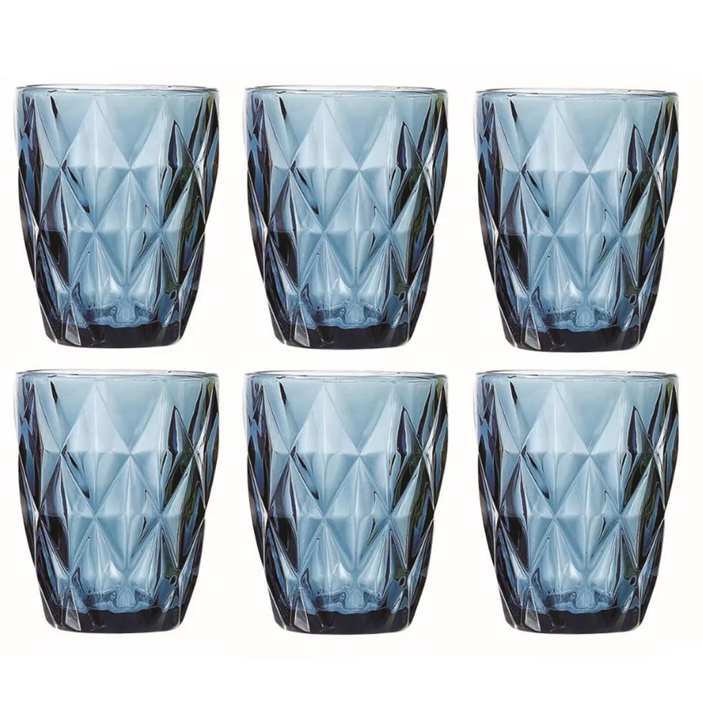 Jogo De Copo De Água E Suco De Vidro Diamond 6 Unid. 260ml