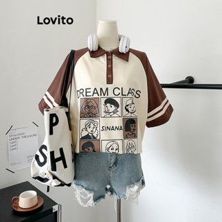 Lovito Camiseta Feminina Casual Com Padrão De Desenho Animado LNA41046