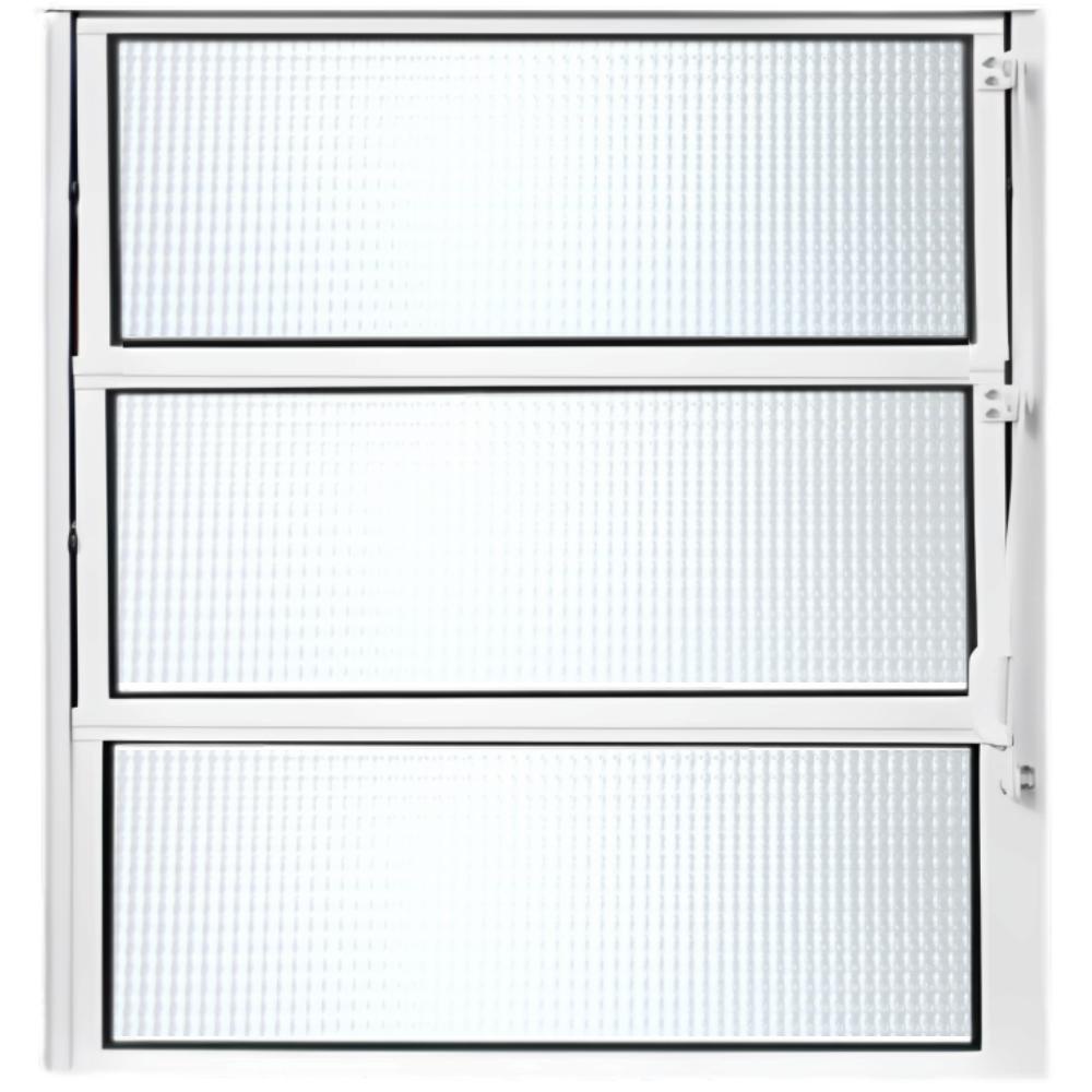 Janela Basculante Vitro De Aluminio Branco Liso Esquadria 60x60 Vidro Mini Boreal Transparente J&C