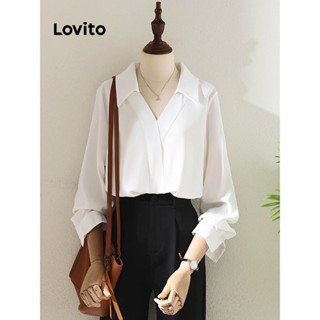 Lovito Blusa Básica Lisa Elegante Para Mulheres LNE42167