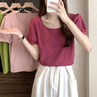 Lovito Camiseta Básica Lisa Casual Para Mulheres LNA37029 (Branco/Rosa/Preto)