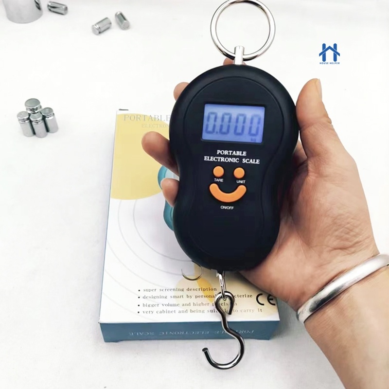 Imagem Balança com Gancho Digital de Mão com Pilha Até 50kg Portátil para Mala de Viagem Bagagem Pesca