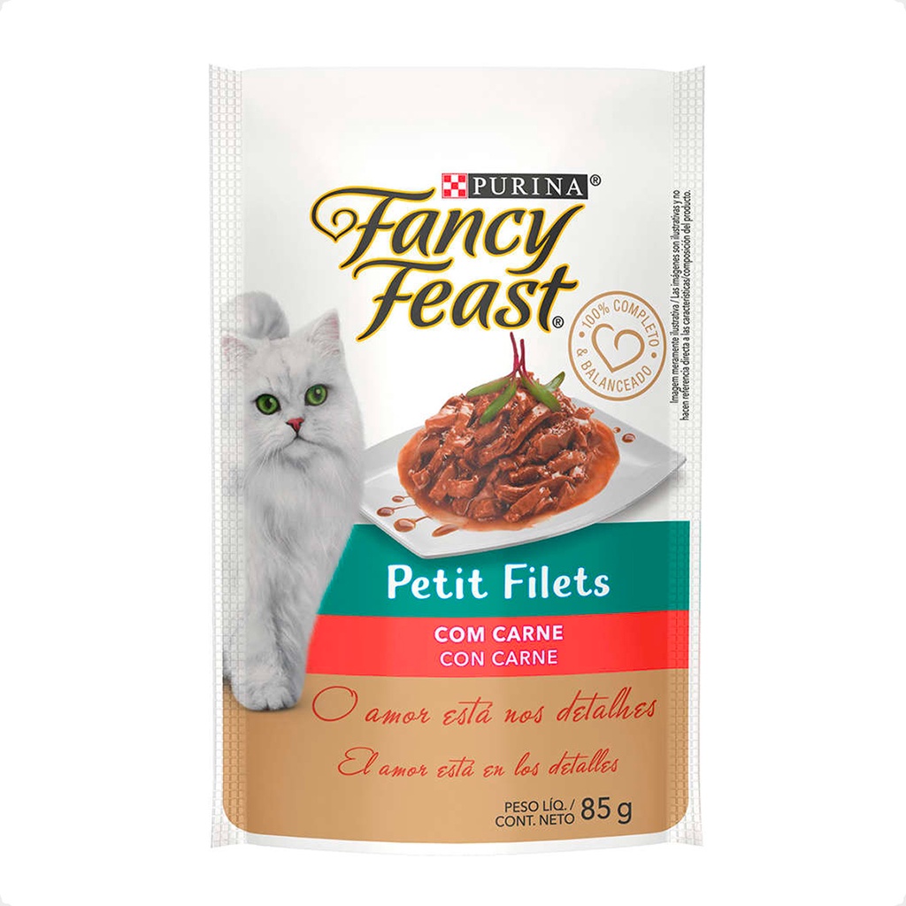 Ração Úmida Purina Fancy Feast Petit Filets Sabor Carne Gatos Adultos - 85g em Oferta na Shopee