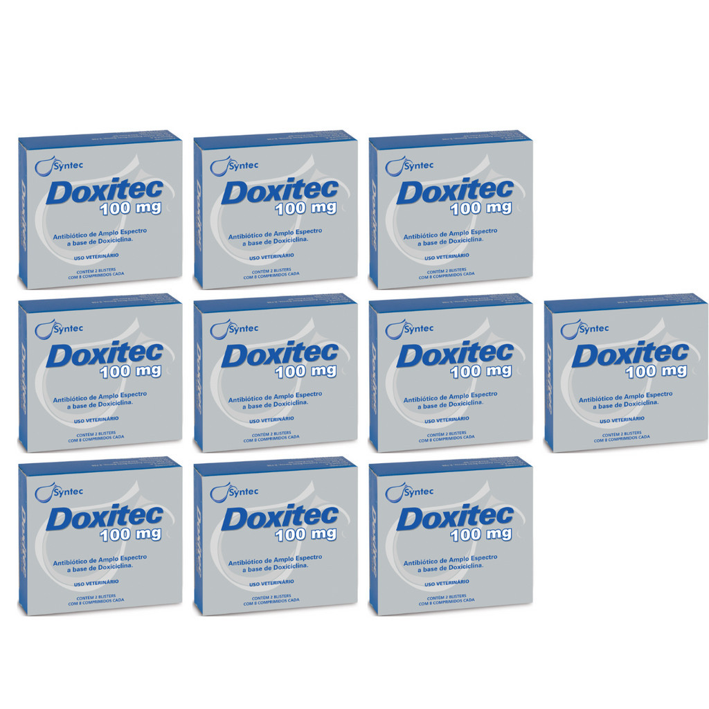 10 CX Doxitec 100mg Com 16 Comprimidos Cães/Gatos Syntec em Oferta na Shopee