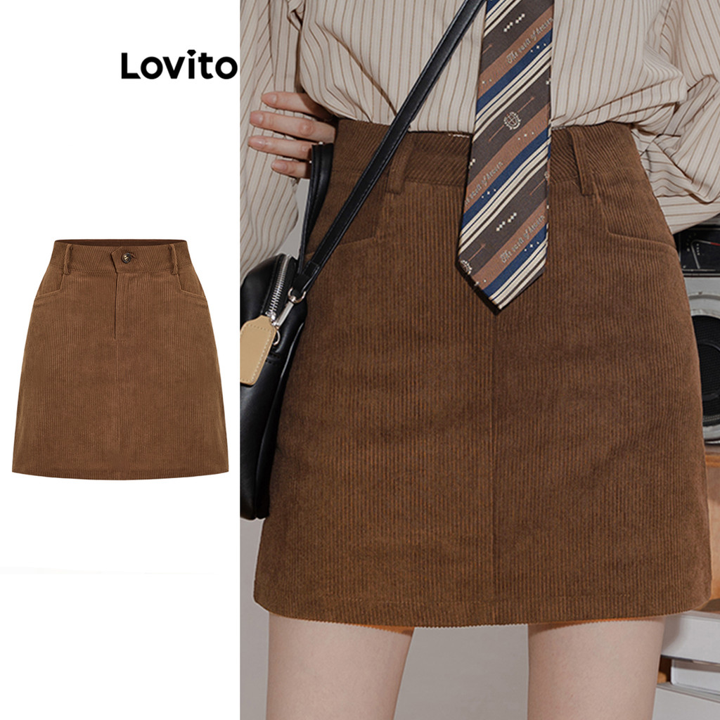 Lovito Saia Casual De Verão/Primavera Para Mulheres L106AD1160 - Women Clothes