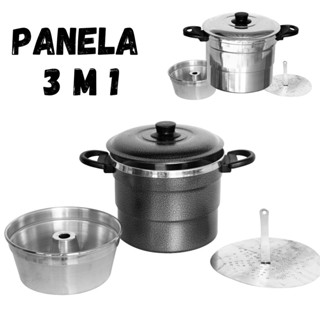 Panela Multiuso 3 em 1 Cuscuzeira Pudim Legumes No Banho Maria e Caçarola Polida e Craqueada em Oferta na Shopee