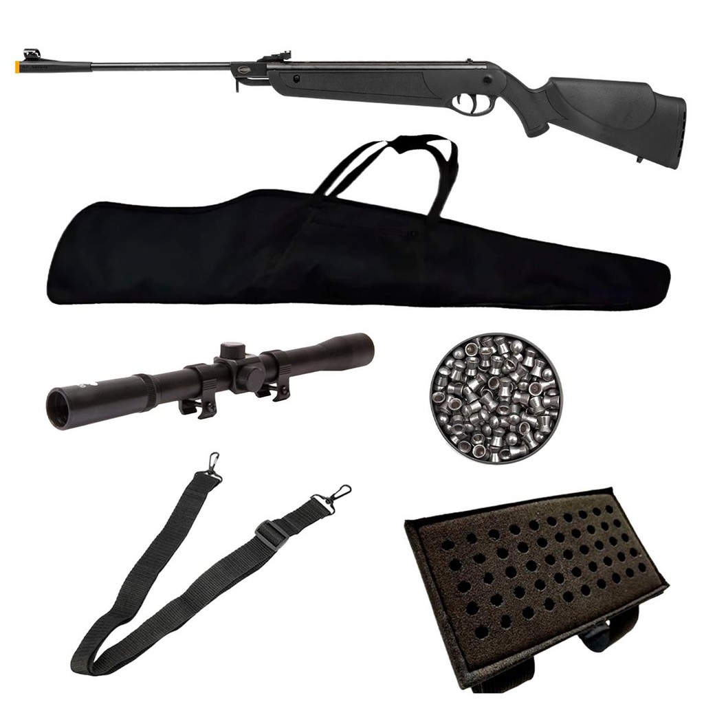 Carabina de Pressão Dione 5G 5.5mm Nitro Piston 60kg - Rossi + Capa + Bandoleira + Luneta 4x20 + Porta Chumbo + Chumbo em Oferta na Shopee