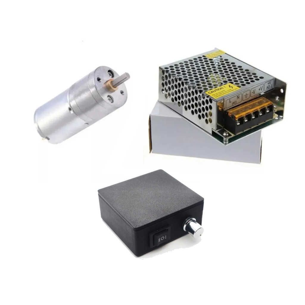 Motor Dc 12v 25ga370 + Fonte 12V 2A + Controlador Pwm NFe