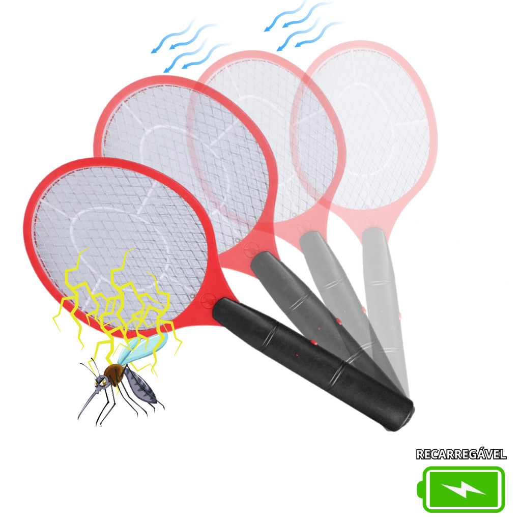 Raquete Elétrica Para Matar Mosquitos Pernilongos Recarregável Bivolt