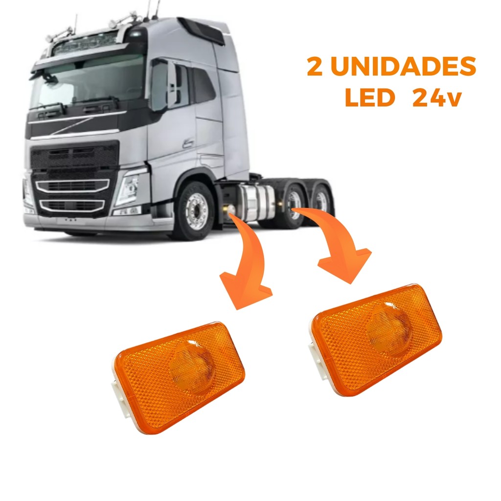 Kit com 2 Lanternas Lateral LED Volvo FH  e FM 24V - Delimitadora Caminhão
