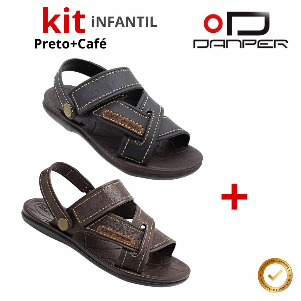 Kit 2 Pares Sandália Chinelo Danper Infantil Menino Homenzinho Tira Removível Conforto