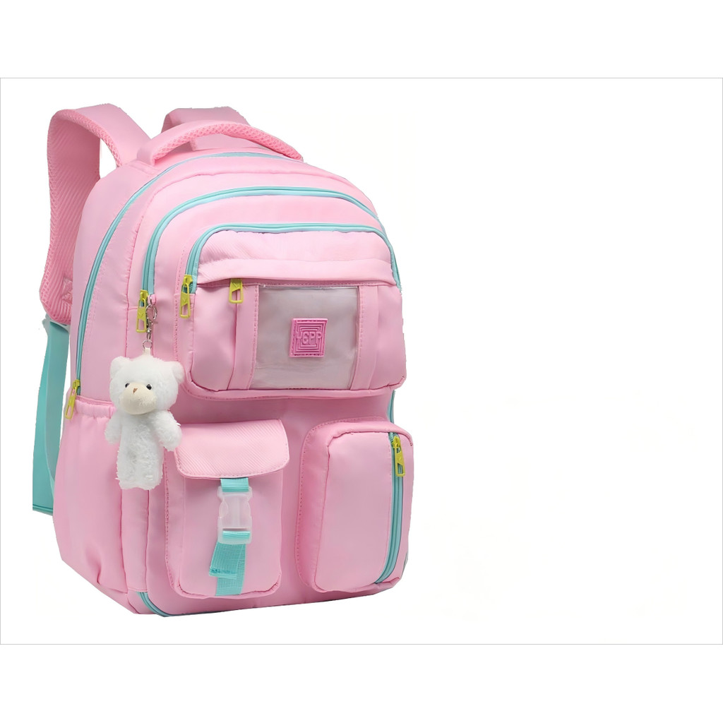 Mochila Juvenil Com Estojo E Chaveiro Urso Abertura 180°