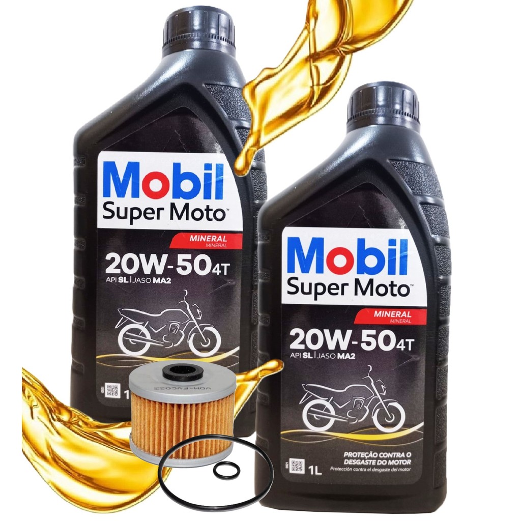Troca de Óleo Cbx 250 Twister / Xr 250 Tornado / Nx 400 Falcon Mobil 20w50 Mineral + Filtro em Oferta na Shopee