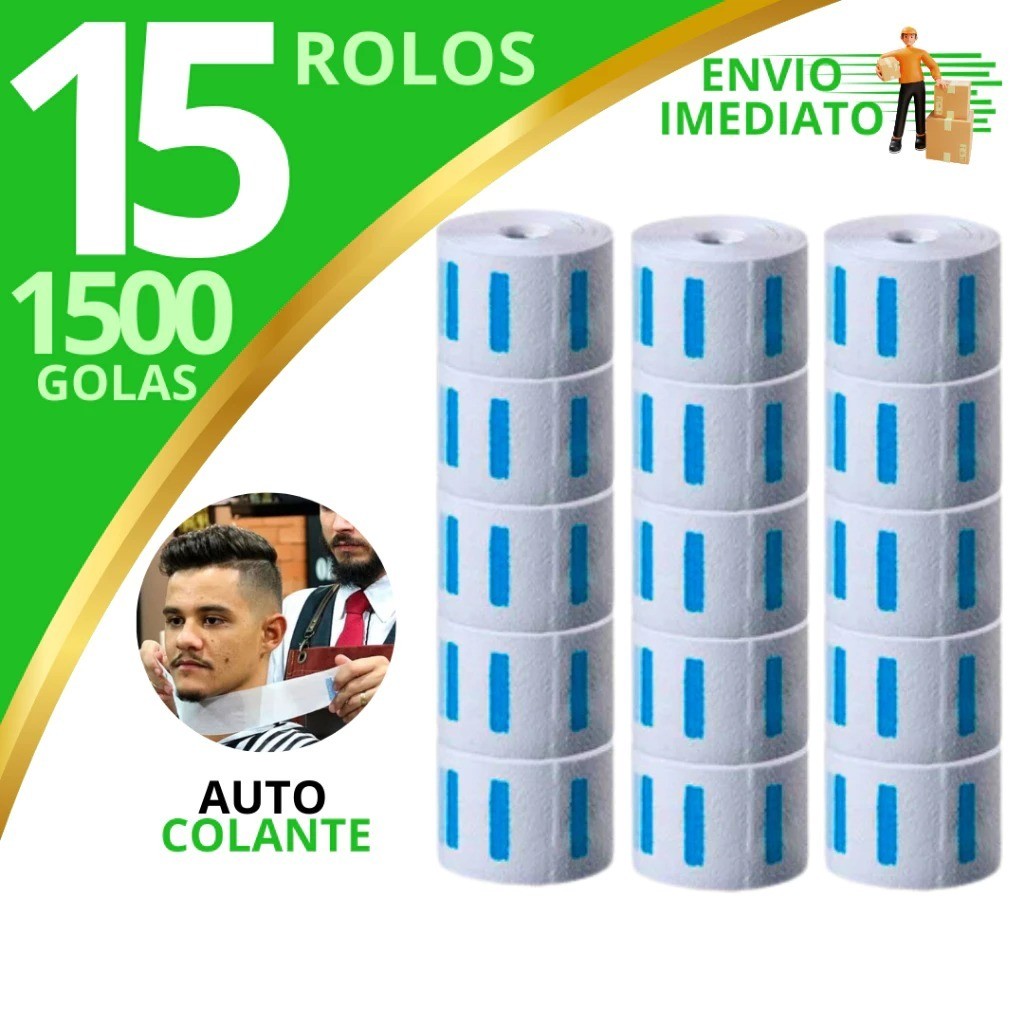 Gola Descartável para Barbearia e Salão -15 Rolos (1500 Golas) -Auto Adesiva,Confortável e Higiênica