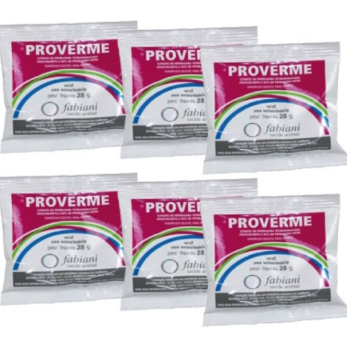 Kit 6 Vermífugo Solúvel Proverme Fabiani Saúde Animal - 28 g em Oferta na Shopee