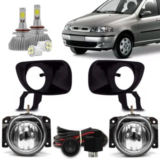 Kit Farol De Milha Neblina Auxiliar Palio Siena Strada G2 2001 2002 2003 2004 + Led