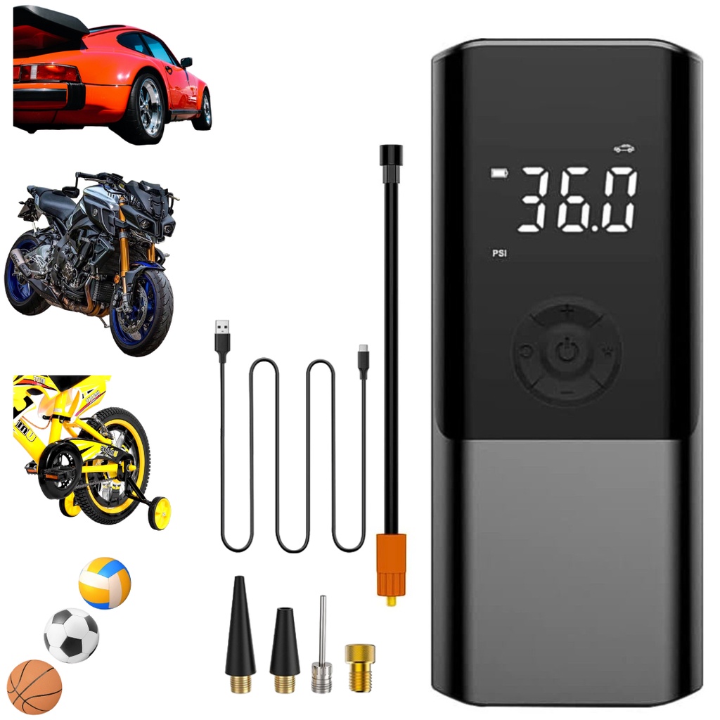 Calibrador Compressor Pneu Digital Carro Bike Moto Sem Fio