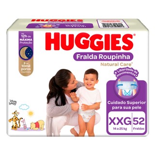 Fralda Roupinha Huggies Natural Care Tamanho XXG Pacote Hiper 52 Unidades Descartáveis