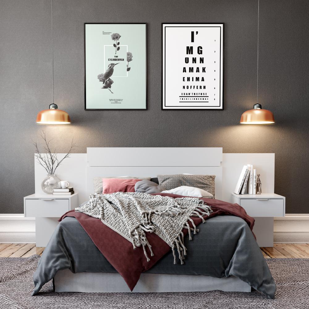 Cabeceira Casal Extensível e Mesa Lateral 1114 Carraro em Oferta na Shopee