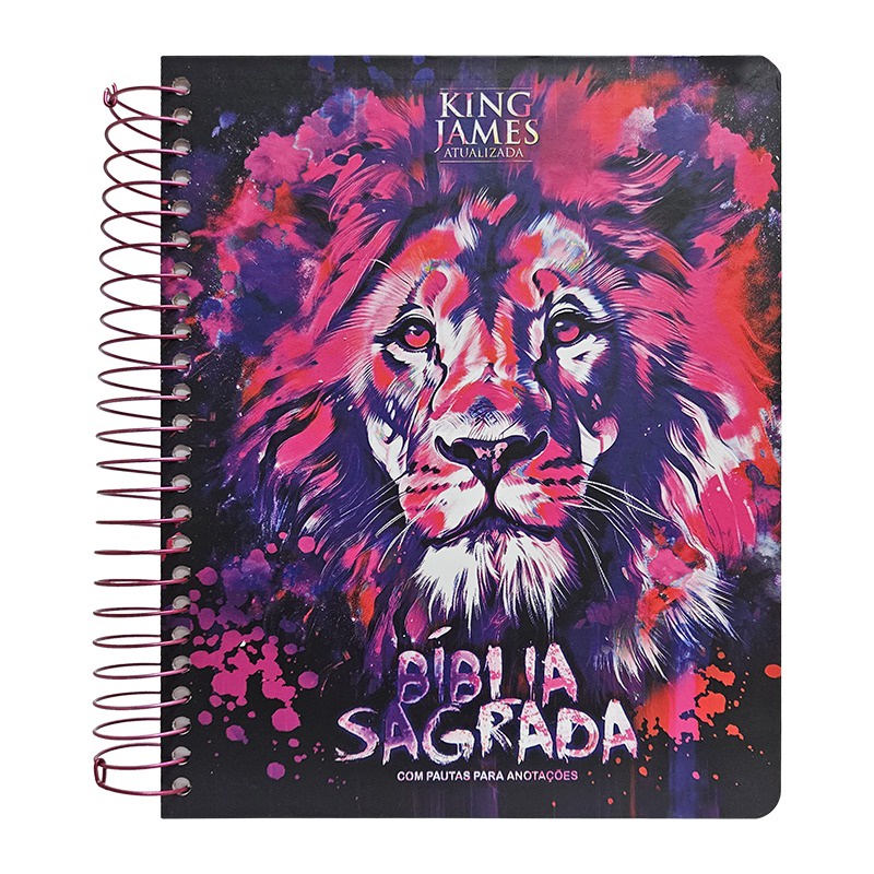 Bíblia Sagrada KJA | Com Espaço para Anotações | Letra Normal | Espiral | Novo Leão Aquarela em Oferta na Shopee