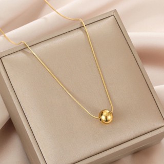 Ht Colar de Contas Redondas de Aço Titânio 18K folheado a ouro Colar de Contas Redondas de Aço Inoxidável de Luxo Leve Corrente de Transferência de Contas de Aço Inoxidável Clavícula Estilo Frio Jóias de Moda Não Desbotam