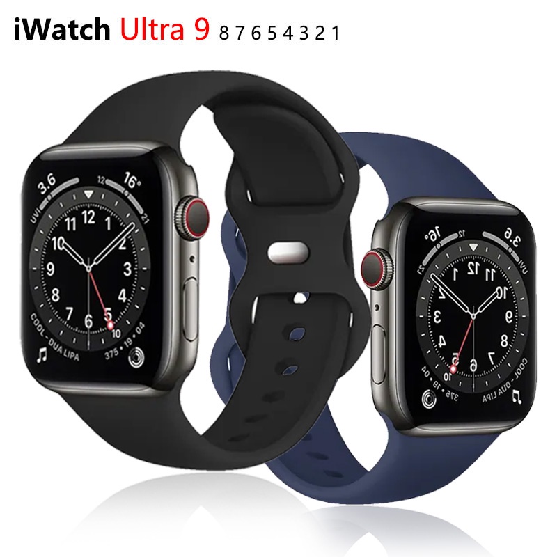 Pulseira De Silicone Compatível Com Apple Watch Ultra 2 49mm 44mm 40mm 45mm 41mm 42mm 38mm Série iWatch 9 8 7 SE 3 4 5 6 2