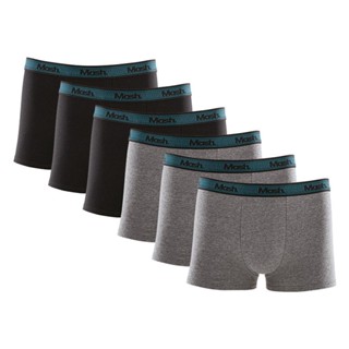 Kit 6 Peças Cueca Boxer Mash Algodão Elástico Binado
