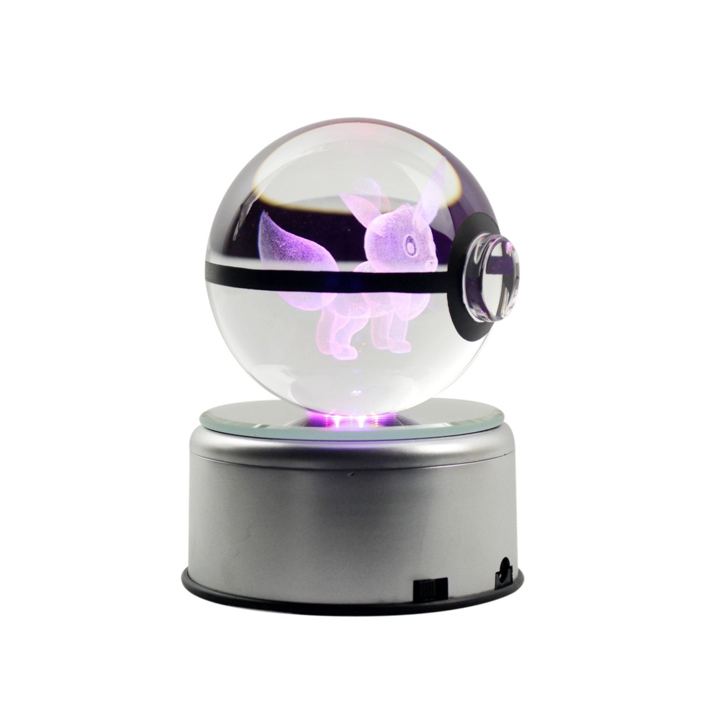 Luz LED 3D Pokemon Bola De Cristal Noite Lâmpada Brinquedo Mewtwo Pikachu Estatueta Brinquedos Personalizado Decoração P