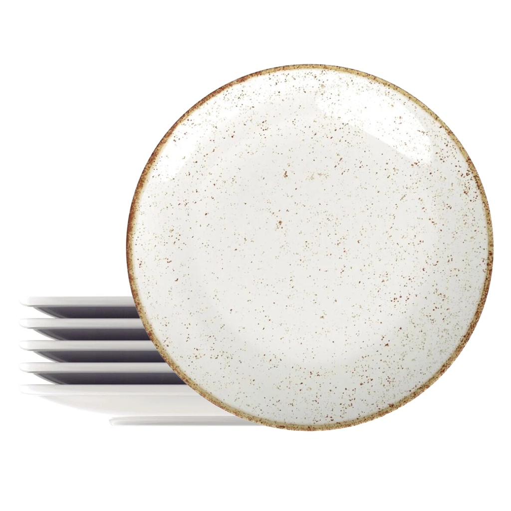 Kit 6 Pratos de Sobremesa Porcelana Tramontina Rustico Decorado 21cm em Oferta na Shopee