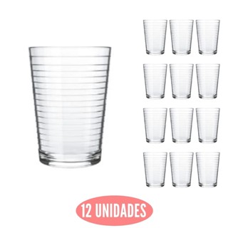 Conjunto 12 Copo Vidro Ginga Transparente 265ml Nadir Agua