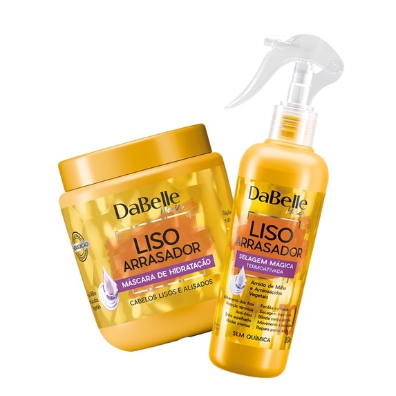 Kit Selante Capilar Proteção Térmica Sem Química 180ml + Máscara Hidratação Liso Arrasador Vegano Sem Sal Dabelle