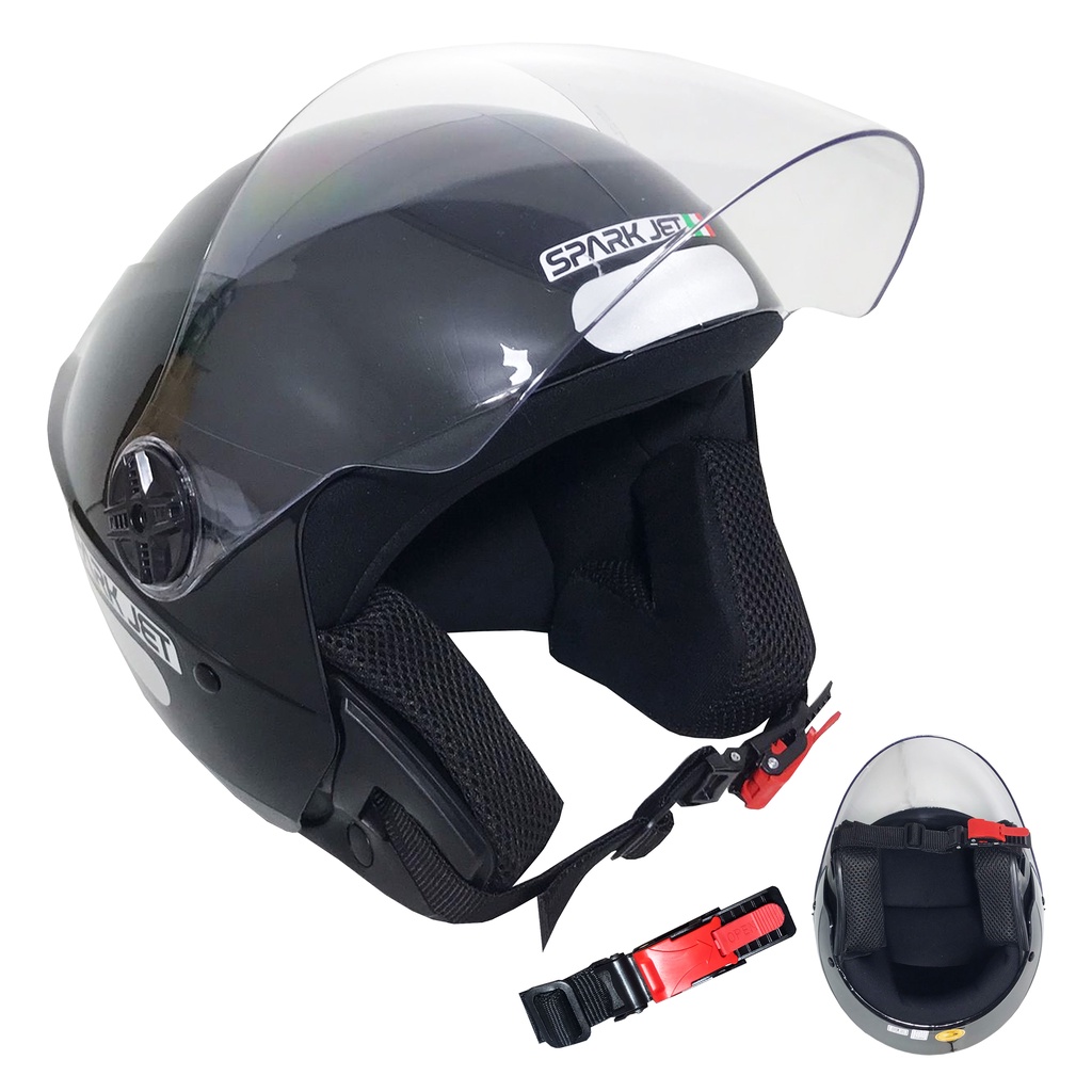 Capacete Moto Aberto Ebf New Spark Jet Solid Preto