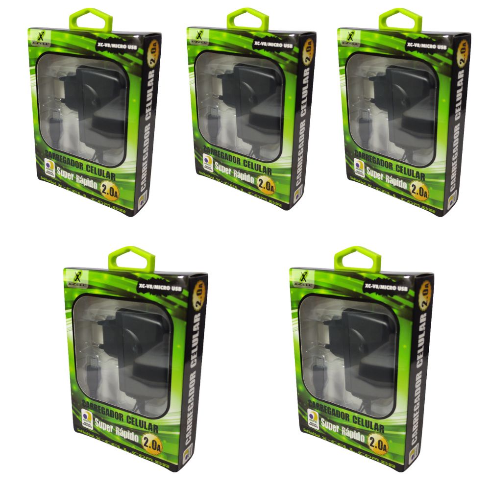 Kit 5 Carregadores V8 Micro Usb Atacado Revenda Barato C/nf