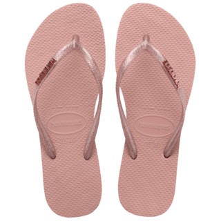 Chinelo Havaianas Slim Logo Metallic Rosa Crocus