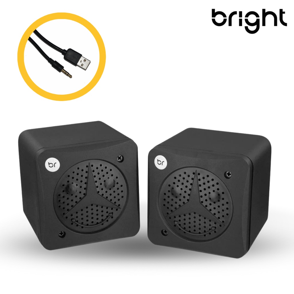 Alto Falante Mini Caixa Caixinha De Som Preta 5w Usb 2.1 P2 Speaker Bright Portátil