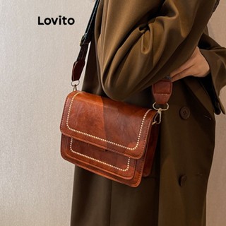Lovito Bolsa Pequena com Detalhe de Amarração Contrastante Básica para Mulheres LFA06030 (Marrom)
