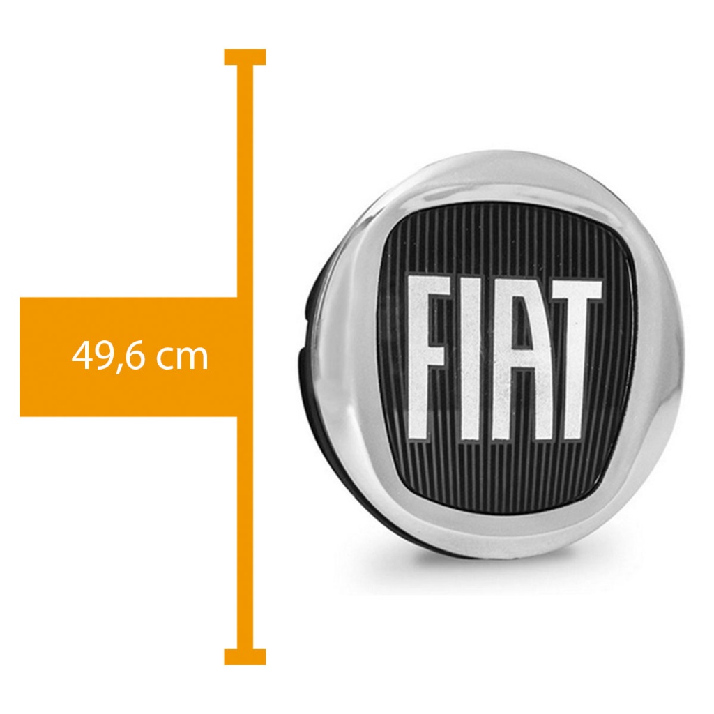 Kit 4 Calota Calotinha Centro Roda 49,6cm Fiat Black Edition Uno Siena Punto Bravo Strada Stilo