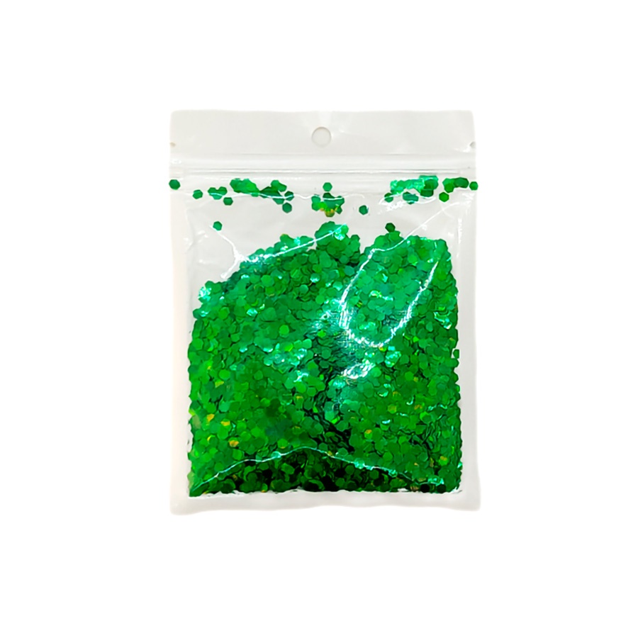 Confete Hexagonal Holográfico - Verde - 15g - 1 unidade - Rizzo