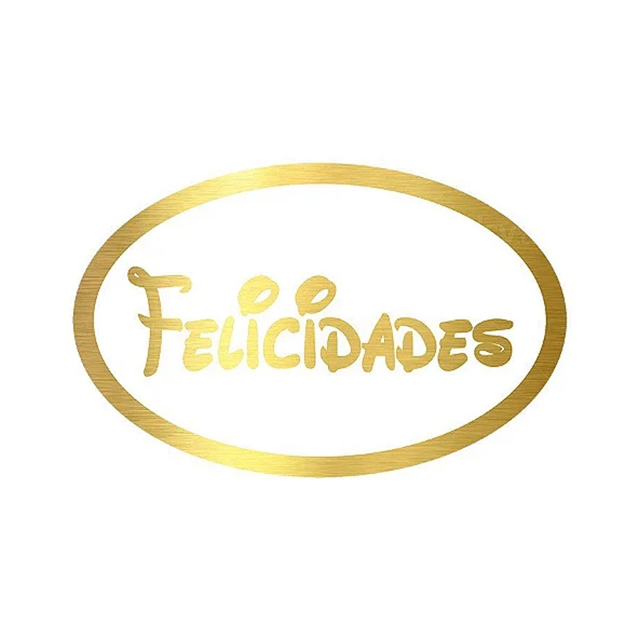 Adesivo "Felicidades" - Ref.2027 - Hot Stamping - Dourado - 100 unidades - Stickr - Rizzo - Stationery