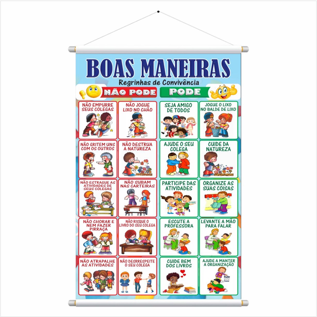 Banner Escolar  Boas Maneiras Regrinhas de Convivência em Oferta na Shopee