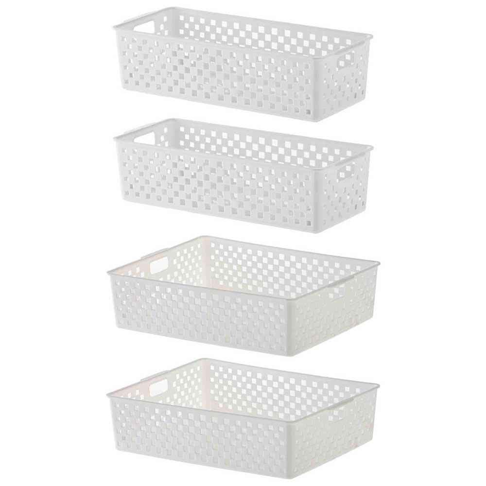 Kit 4 cestinhas organizador gaveta escritório quarto infantil closet guarda roupa banheiro cesto multiuso geladeira armário despensa cozinha lavanderia