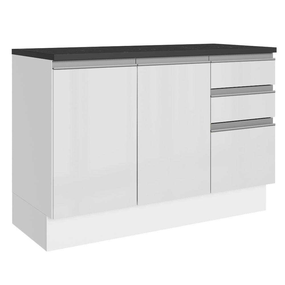 Balcão de Pia Cozinha 100% MDF 120 cm 3 Portas e 2 Gavetas Branco Acordes Madesa em Oferta na Shopee