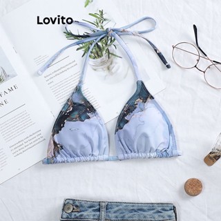 Lovito Top De Biquíni Sexy De Mármore Com Amarração Nas Costas Para Mulheres LNL41019