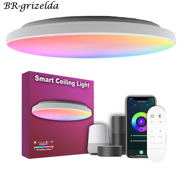 Lâmpada De Teto GRA 24W Smart LED RGBW Com Controle Remoto WiFi APP Control IP54 À Prova D'água Para Iluminação Doméstica