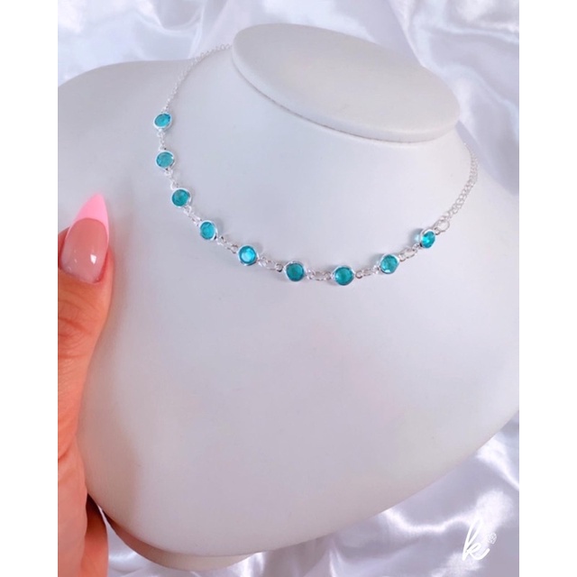 Prata 925 Choker Tiffany  A Prata 925 Varias Cores Colar Feminino Premium / Qualidade Le Bijoux