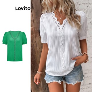 Lovito Blusa Jacquard para Mulheres LBE04107 (Branca)