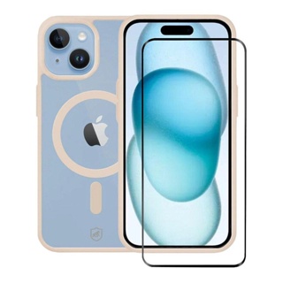 Kit Capa Magsafe Rosa e Pelicula Ultra Glass Preta para iPhone 15 - Gshield em Oferta na Shopee