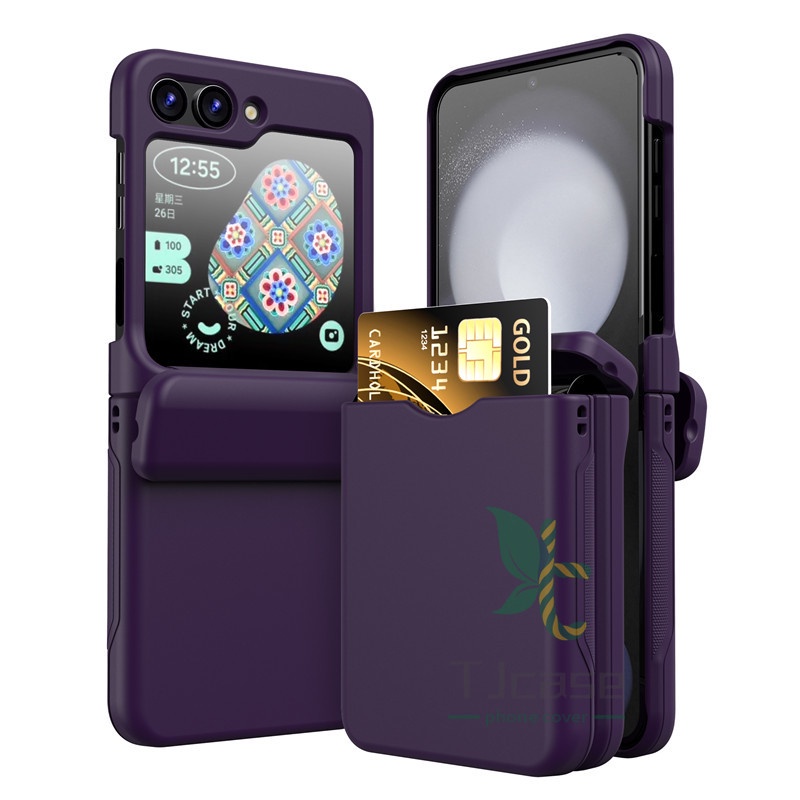 Titular Do Cartão Dobradiça De Rebote Automático Capa Completa Samsung Galaxy Z Flip 6 Zflip 5 7 Cor Sólida Embalagem Du