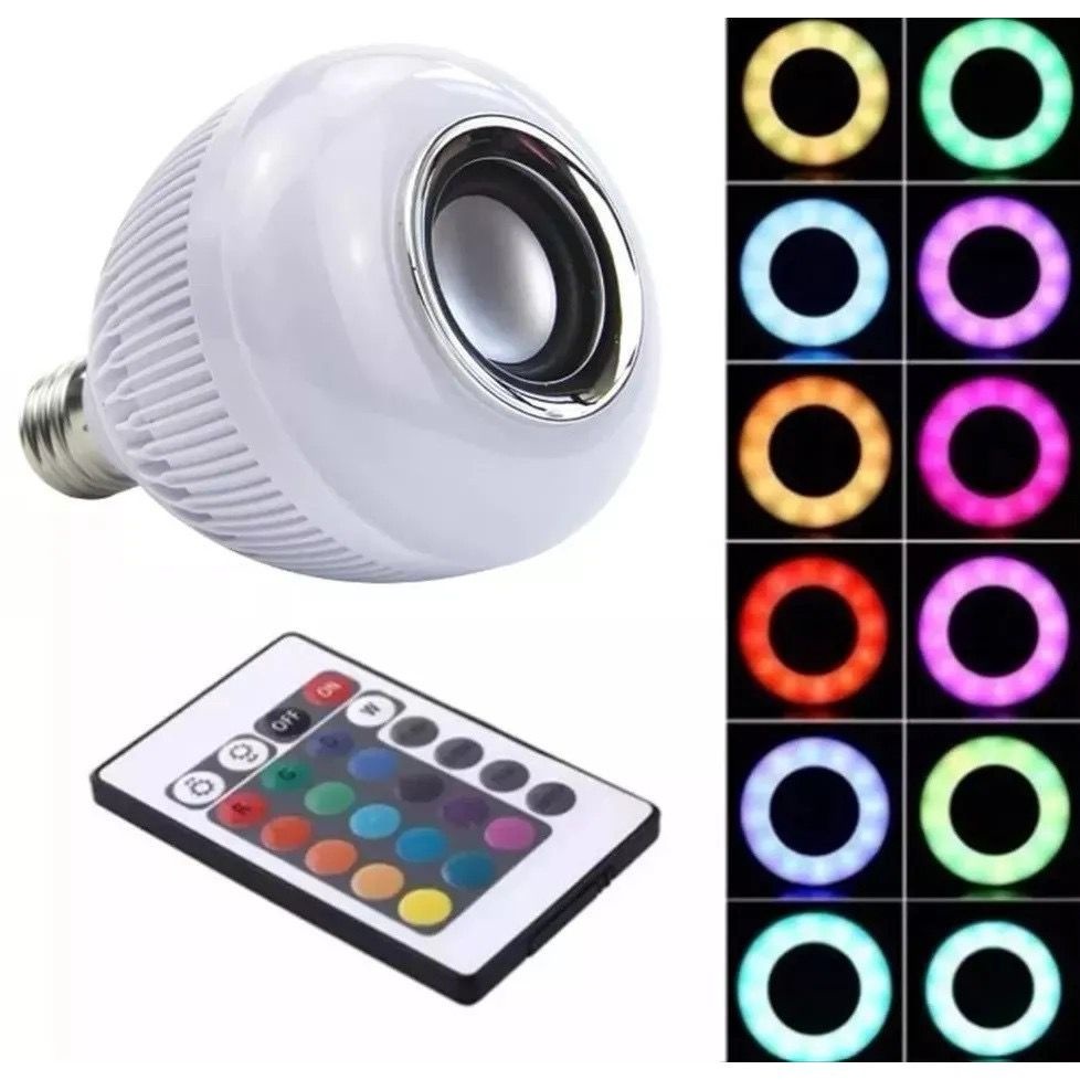 Detalhes do Lâmpada Bluetooth  Caixa De Som 12W Super Led com controle RGB Bivolt E27 | Festa | Natal | Ano Novo | Quarto RGB